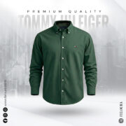 Tommy Bottle Green Solid Shirt