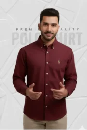 RL Premium Maroon Solid Shirt - Image 3