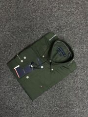 Tommy Bottle Green Solid Shirt - Image 2