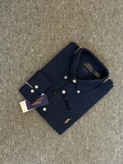 RL Premium Navy Blue Solid Shirt - Image 2